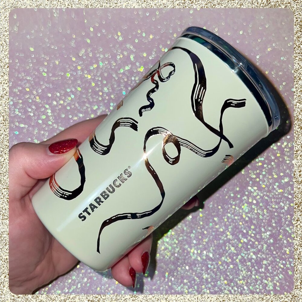 LAST ONE 🎀 NWT 2025 Starbucks White Ribbon Tumbler Tall 12oz SS Tumbler - Picture 4 of 6